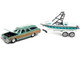 1973 Chevrolet Caprice Wagon Light Green Metallic Woodgrain Sides Mastercraft Boat Trailer Limited Edition 4376 pieces Worldwide Hulls & Haulers Series 1/64 Diecast Model Car Johnny Lightning JLBT015-JLSP204 A