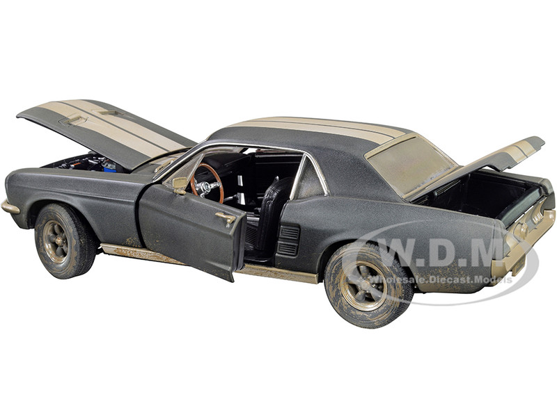 1967 Ford Mustang Coupe Matt Black White Stripes Weathered 1967 Ford Mustang Coupe Matt Black White Stripes Weathered