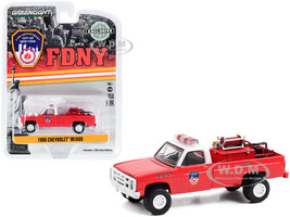 1986 Chevrolet M1008 Pickup Truck Red White Top Fire Equipment Hose Tank Fire Department City of New York FDNY Hobby Exclusive 1/64 Diecast Model Car Greenlight 30240