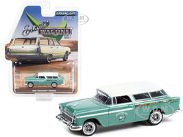 1955 Chevrolet Nomad Green White Top Holley Speed Shop Estate Wagons Series 7 1/64 Diecast Model Car Greenlight 36040 A