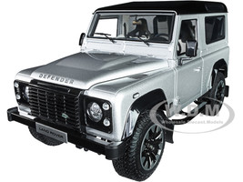 Land Rover Defender 90 Works V8 Silver Metallic Gloss Black Top 70th Edition 1/18 Diecast Model Car LCD Models LCD18007