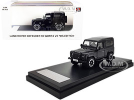 Land Rover Defender 90 Works V8 Black Metallic 70th Edition 1/64 Diecast Model Car LCD Models LCD64016