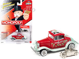 1932 Ford Hi-Boy Coupe Free Parking Red Light Green Game Token Monopoly Pop Culture Series 3 1/64 Diecast Model Car Johnny Lightning JLPC005-JLSP213