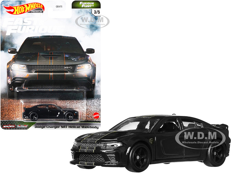 Dodge Charger SRT Hellcat Widebody Dark Gray with Stripes Fast & Furious Series Diecast Model Car Hot Wheels GRL82