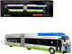 New Flyer Xcelsior XN-60 Aerodynamic Articulated Bus #11 Miami-Dade County Silver Blue Green Stripe The Bus & Motorcoach Collection 1/87 HO Diecast Model Iconic Replicas 87-0312