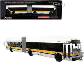 New Flyer Xcelsior XN-60 Aerodynamic Articulated Bus #39 MBTA Boston White Orange Gray Stripes The Bus & Motorcoach Collection 1/87 HO Diecast Model Iconic Replicas 87-0334