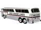 MCI MC-7 Challenger Intercity Coach Grey Goose Lines Winnipeg Canada White Silver with Stripes Vintage Bus & Motorcoach Collection 1/87 HO Diecast Model Iconic Replicas 87-0335