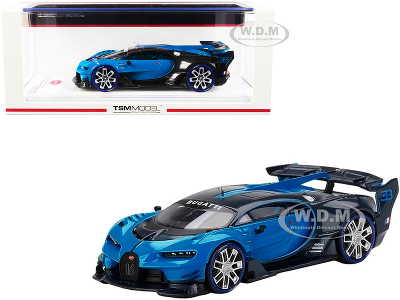 Bugatti Vision Gran Turismo Light Blue Blue Carbon 1/43 Model Car True Scale Miniatures TSM 430532