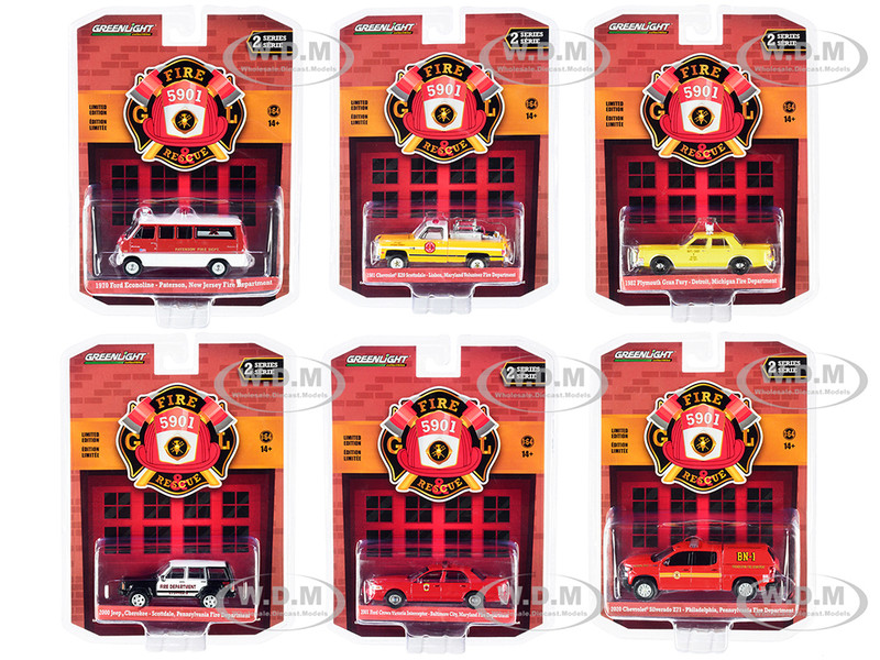 Fire & Rescue Set of 6 pieces Series 2 1/64 Diecast Model Cars  Greenlight 67020