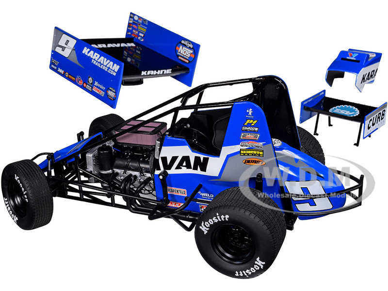 Winged Sprint Car #9 Kasey Kahne "Karavan Trailers" (2021) 1/18 Diecast Model Car By ACME -Closeout Items Sales A1809510 2 77171.1648585058.800.600