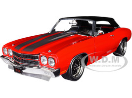 1970 Chevrolet Chevelle SS Restomod Convertible Red Black Top Gunmetal Gray Stripes Limited Edition 672 pieces Worldwide 1/18 Diecast Model Car ACME A1805518