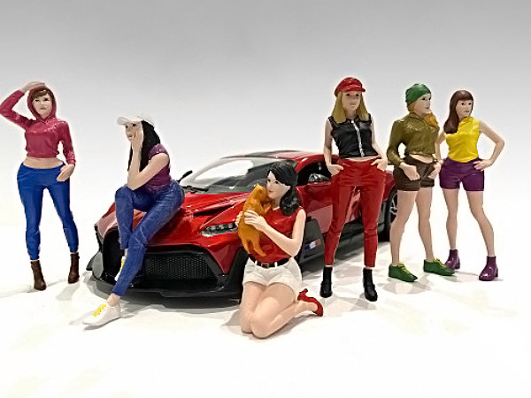 Girls Night Out 6 piece Figurine Set for 1/24 Scale Models American Diorama 76401-76402-76403-76404-76405-76406