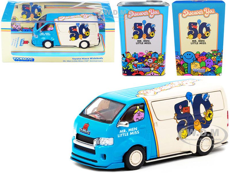 Toyota Hiace Widebody Van Mr. Men Little Miss 50th Anniversary 1971-2021 METAL OIL CAN 1/64 Diecast Model Car Tarmac Works T64-038-MR