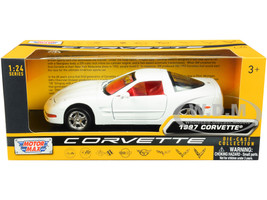 1997 Chevrolet Corvette C5 Coupe White Red Interior History of Corvette Series 1/24 Diecast Model Car Motormax 73210