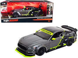 2015 Ford Mustang GT 5.0 Gray Metallic Black with Graphics Modern Muscle Series 1/18 Diecast Model Car Maisto 32615