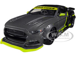 2015 Ford Mustang GT 5.0 Gray Metallic Black with Graphics Modern Muscle Series 1/18 Diecast Model Car Maisto 32615