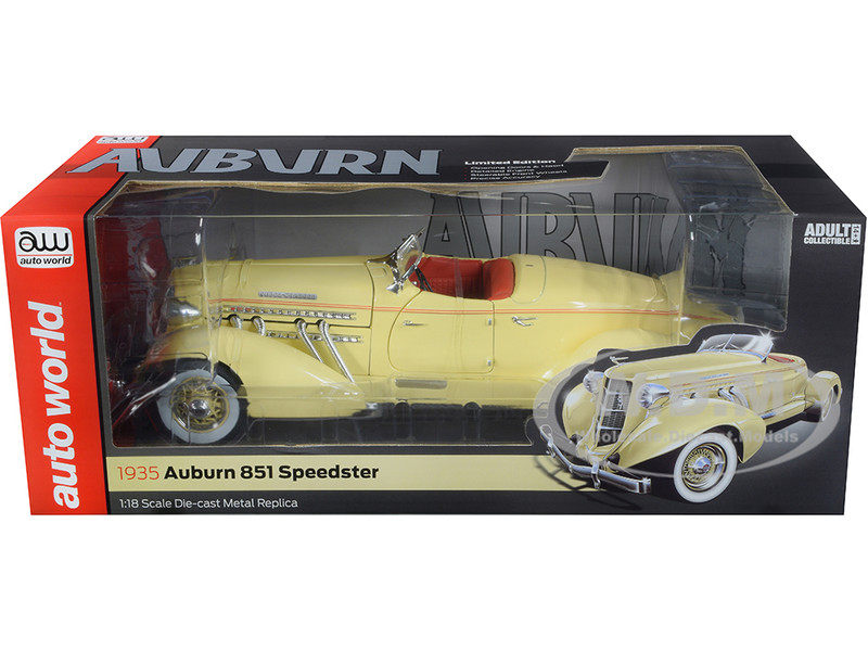 1935 Auburn 851 Speedster Cream Red Interior 1/18 Diecast Model
