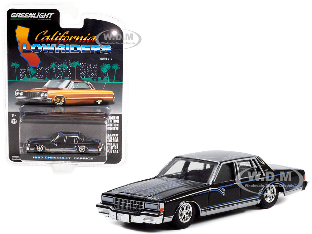 1987 Chevrolet Caprice Lowrider Custom Black Graphics California Lowriders  Release 1 1/64 Diecast Model Car
