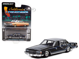 1987 Chevrolet Caprice Lowrider Custom Black Graphics California Lowriders Release 1 1/64 Diecast Model Car Greenlight 63010 D