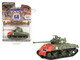 1952 M4 Sherman Tank Green with Graphics Rice's Red Devils U.S. Army Korean War Battalion 64 Release 1 1/64 Diecast Model Greenlight 61010 B