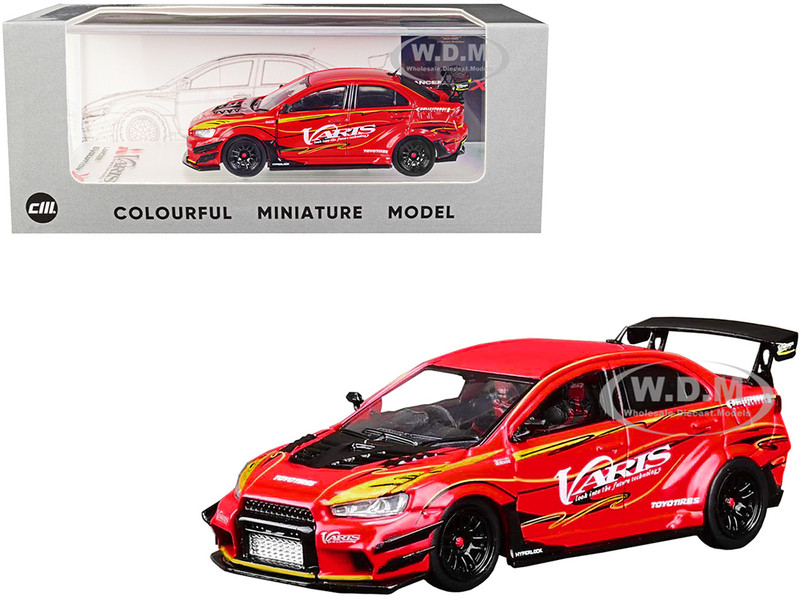 Mitsubishi Lancer Evolution X CZ4A Ver. 2 Wide Body RHD Right Hand Drive Varis Red with Graphics 1/64 Diecast Model Car CM Models CM64-EVOX-07