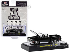 1973 Chevrolet Cheyenne 10 Pickup Truck A Black White Top and Stripes Diecastz Collectors Riverside Show Exclusives Limited Edition 5750 pieces Worldwide 1/64 Diecast Model Car M2 Machines 31500-RZ02-A