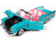 1957 Chevrolet Bel Air Convertible Aqua Blue Pink Interior Barbie Silver Screen Machines 1/18 Diecast Model Car Auto World AWSS135