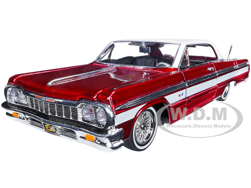 1964 Chevrolet Impala Lowrider Hard Top Candy Red Metallic White 