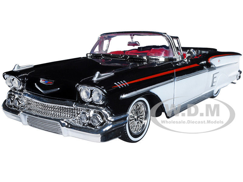 1958 CHEVROLET IMPALA CONVERTIBLE LOWRIDER BLACK & WHITE 1