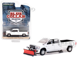 2019 Ram 2500 Tradesman Pickup Truck with Snow Plow White Blue Collar Collection Series 10 1/64 Diecast Model Car Greenlight 35220 E
