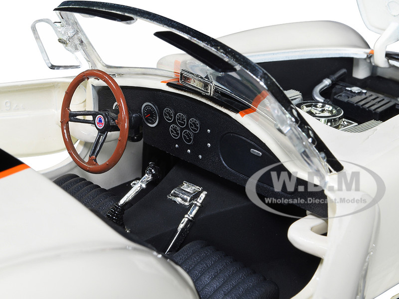 1964 Shelby Cobra 427 S/C Roadster Cream Black Orange Stripes 1/18