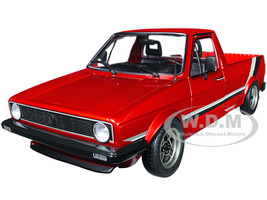 1982 Volkswagen MK1 Pickup Truck Custom Red Metallic with Stripes 1/18 Diecast Model Car Solido S1803508