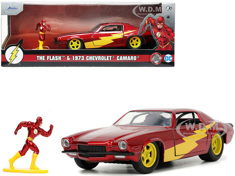 1973 Chevrolet Camaro Red Metallic The Flash Diecast Figurine DC Comics Series Hollywood Rides 1/32 Diecast Model Car Jada 33086