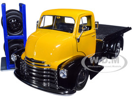 1952 Chevrolet Coe Flatbed Truck Yellow Metallic Black Extra Wheels Just Trucks Series 1/24 Diecast Model Car Jada 33848