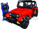 1992 Jeep Wrangler DV8 Off-Road Red Matt Black Stripes Extra Wheels Just Trucks Series 1/24 Diecast Model Car Jada 33851