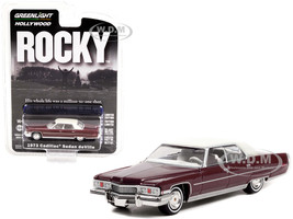 1973 Cadillac Sedan DeVille Burgundy White Top Rocky 1976 Movie Hollywood Series Release 35 1/64 Diecast Model Car Greenlight 44950 A