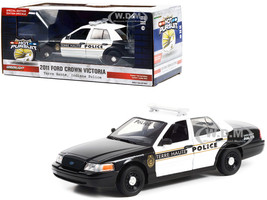 2011 Ford Crown Victoria Police Interceptor Black White Terre Haute Police Indiana Hot Pursuit Special Edition 1/24 Diecast Model Car Greenlight 84124