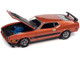 1973 Ford Mustang Mach 1 Medium Copper Metallic Matt Black Hood Treatment and Stripes Vintage Muscle Limited Edition 14910 pieces Worldwide 1/64 Diecast Model Car Auto World 64352-AWSP099 A