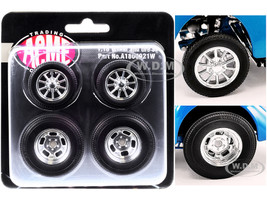 Chrome Drag Wheel and Tire Set of 4 Pieces From 1932 Ford 3 Window 1/18 by Acme for sale online 