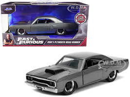Dom's Plymouth Road Runner Dark Gray Metallic Matt Black Stripe Fast & Furious Movie 1/32 Diecast Model Car Jada 30746