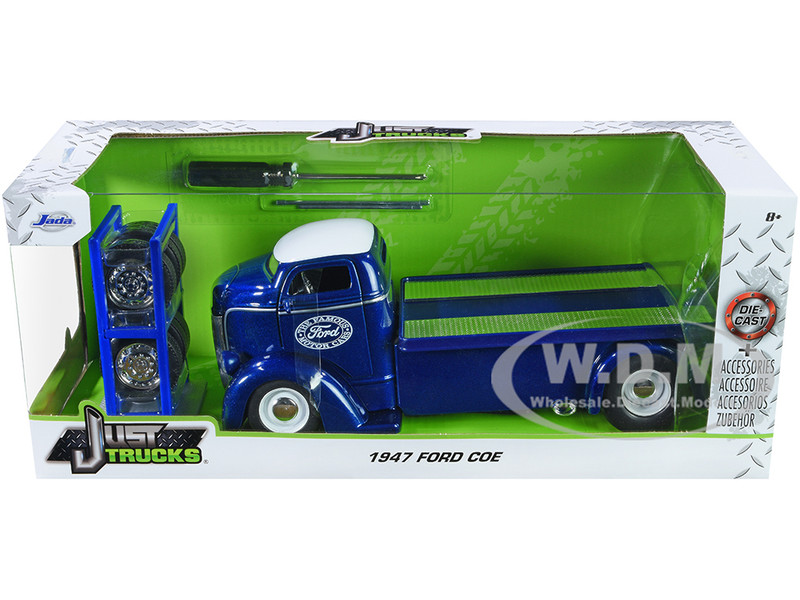 1947 Ford COE Flatbed Truck Dark Blue Metallic White Top The