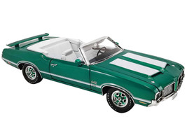 1972 Oldsmobile 442 W-30 Convertible Radiant Green Metallic White Stripes Interior Limited Edition 552 pieces Worldwide 1/18 Diecast Model Car ACME A1805625