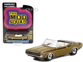 1971 Dodge Challenger 340 Convertible Gold Metallic Black Stripes The Mod Squad 1968-1973 TV Series Hollywood Series Release 34 1/64 Diecast Model Car Greenlight 44940 A