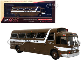 1966 GM PD4107 Buffalo Coach Bus US Army Military Police Destination Fort Dix Vintage Bus Motorcoach Collection 1/87 HO Diecast Model Iconic Replicas 87-0289