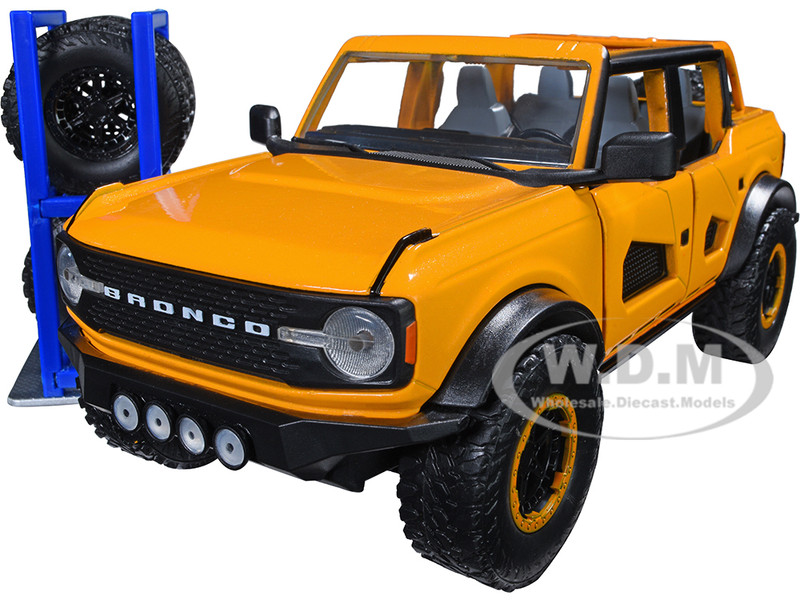 2021 Ford Bronco Orange Metallic Extra Wheels Just Trucks Series 1/24 Diecast Model Car Jada 34025