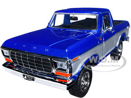 1978 Ford Bronco Ranger XLT Open Top Spare Tire Blue Metallic Silver Timeless Legends Series 1/24 Diecast Model Car Motormax 79372