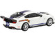 Ford Mustang Shelby GT500 Dragon Snake Concept Oxford White Blue Stripes and Graphics Limited Edition 4200 pieces Worldwide 1/64 Diecast Model Car True Scale Miniatures MGT00318