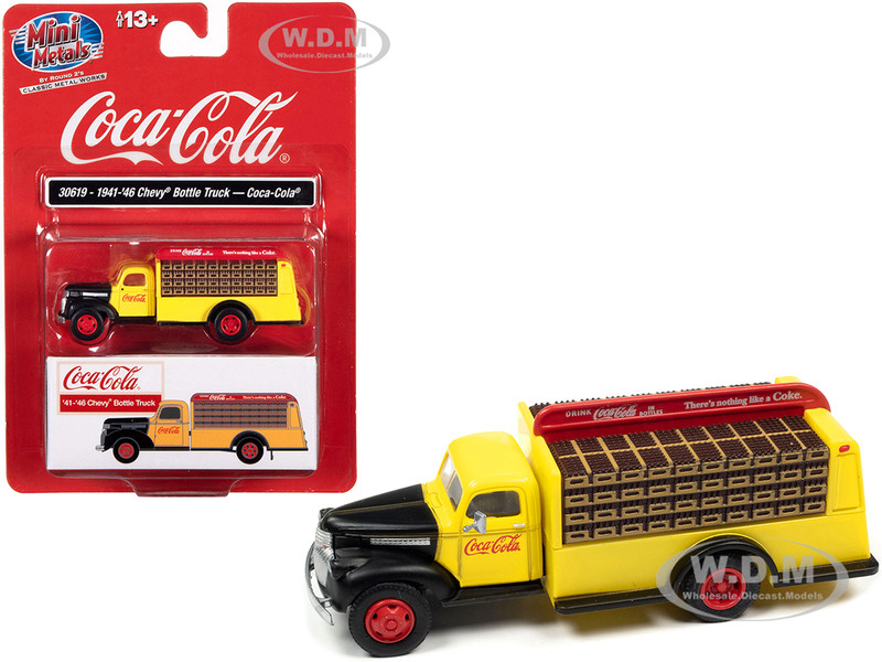 1941-1946 Chevrolet Delivery Bottle Truck Yellow Black Coca-Cola 1/87 HO Scale Model Classic Metal Works 30619