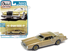 1978 Lincoln Continental Mark V Jubilee Gold Metallic with Rear Section of Roof Tan Luxury Cruisers Limited Edition 14910 pieces Worldwide 1/64 Diecast Model Car Auto World 64352-AWSP097B