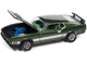 1973 Ford Mustang Mach 1 Ivy Bronze Green Metallic with Silver Stripes Vintage Muscle Limited Edition 14910 pieces Worldwide 1/64 Diecast Model Car Auto World 64352-AWSP099B